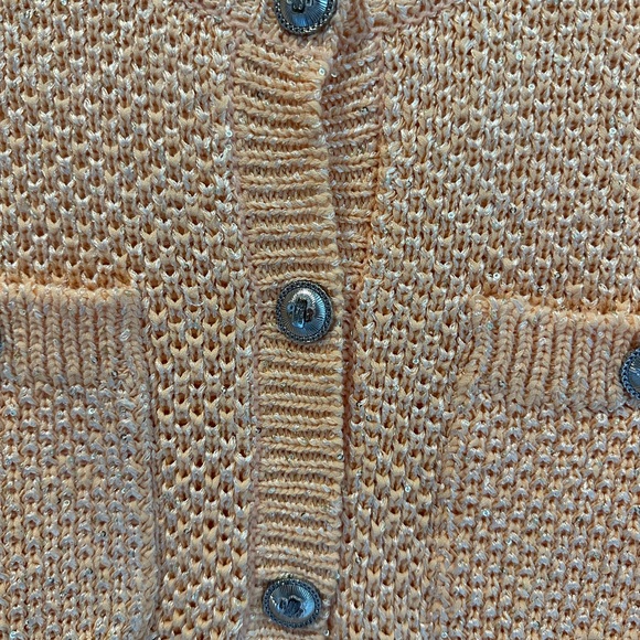 Maje Marguette sequin embellished knit cardigan size in orange size 1 - Picture 5 of 7
